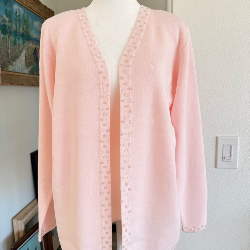 Vintage  Pink Women's Sweater hand sewn sequins